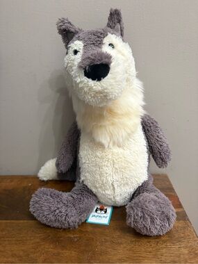 Rare and Retired Woodruff Wolf Jellycat with Dust Bag
